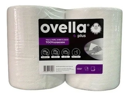 Toalla Papel Ovella Hoja Simple Pack 2 Unidades X 190 Mts