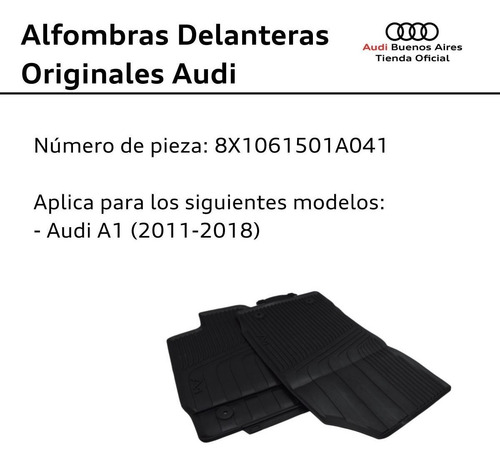 Juego De Alfombras Delanteras Audi A1 2011 Al 2018