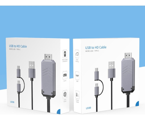 . Cable 2 En 1 Tipo C / Micro Usb A Hdmi, Adaptador Hdmi De