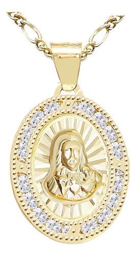 Medalla Oro 10k Sagrado Corazón De Jesús Medalla Comunión  