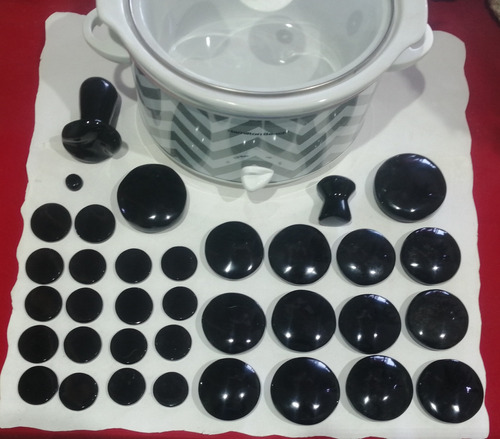 Kit De 33 Piezas De Piedra Obsidiana 100%natural Con Olla 