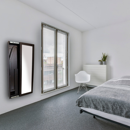 Burro De Planchado Plegable Con Espejo Mueble Compact Yunuen Compact Chocolate
