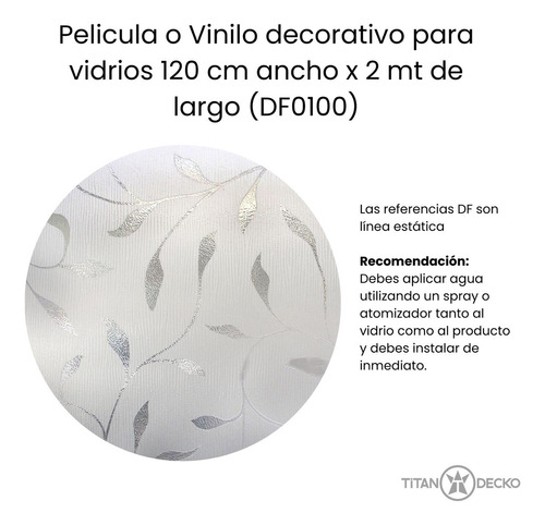 120cms X 2mts Vinilo Esmerilado Película Decorativa Vidrios 