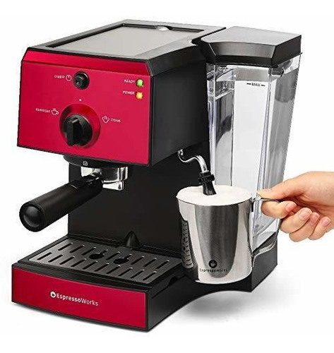 Cafetera Espresso Con Espumador Rojo Espressoworks 15 Bar