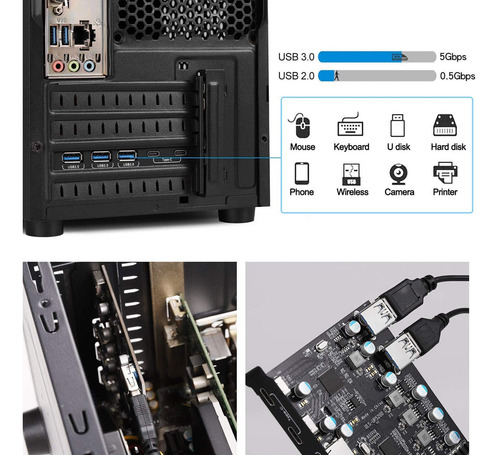 Tarjeta De Expansión Usb 3.0 Pci E A 7 Puertos Pci Express 2