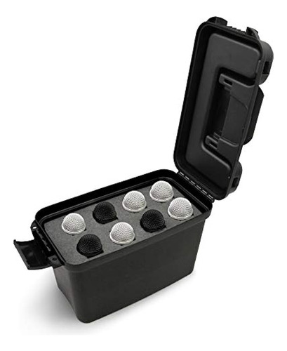 Casematix Funda Rigida Para Microfono De Mano De 8 Microf