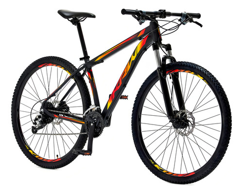 Bicicleta Aro 29 Krw Alumínio 24vel Hidráulico Suspensão S2 Cor Preto/amarelo E Vermelho