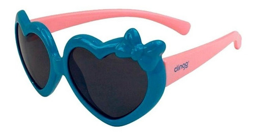 Imagem 1 de 2 de Óculos De Sol Infantil 36m+ Coração Azul Rosa Clingo C3213