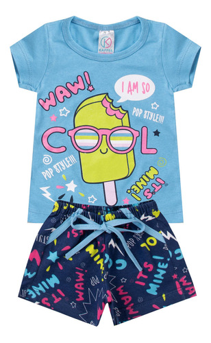 Conjunto Estampado Cotton Infantil Para Menina Verão