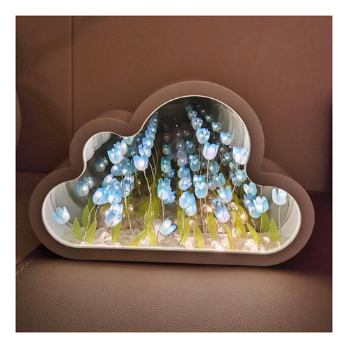 Luz Nocturna Con Espejo De Tulipán De Nube Para Dormitorio Color de la estructura Azul