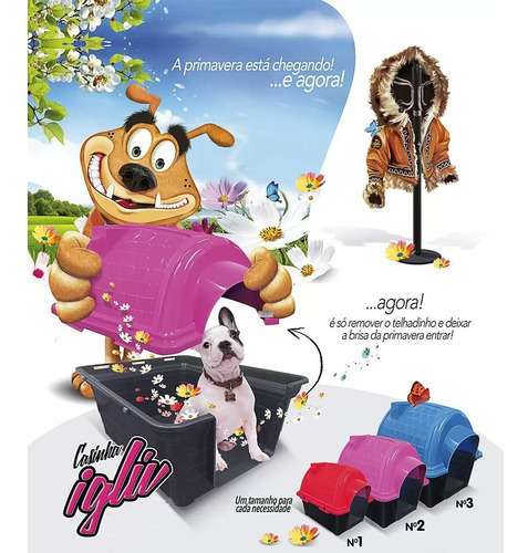 Caseta iglú de plástico para perros pequeños Hurricane Pet n.º 2, color azul