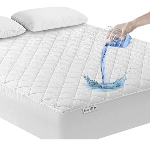 Cubre Colchón Ultrasónico Protector Impermeable King Cama Color Blanco