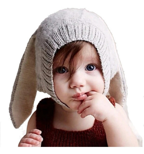Gorro Tejido Para Bebe Orejas Conejo Calientito 0-3 Años