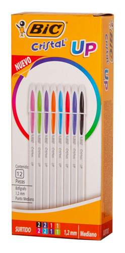 Lapiz Pasta Punta Media 12 Unidades Colores Surtidos Bic