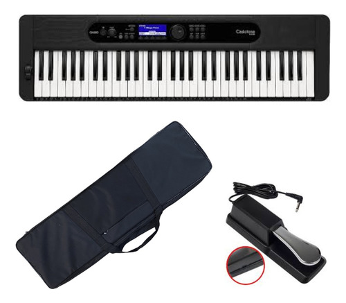 Kit Teclado Casio Ct-s400 + Capa Almofadada + Pedal Sustain 