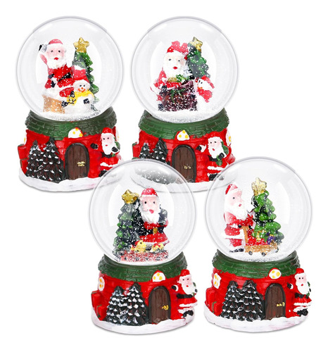 4 Piezas 1.8 Pulgadas Globo De Nieve De Navidad Santa C...