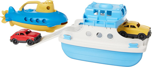 Paquete De Submarino Amarillo Y Ferry De Green Toys