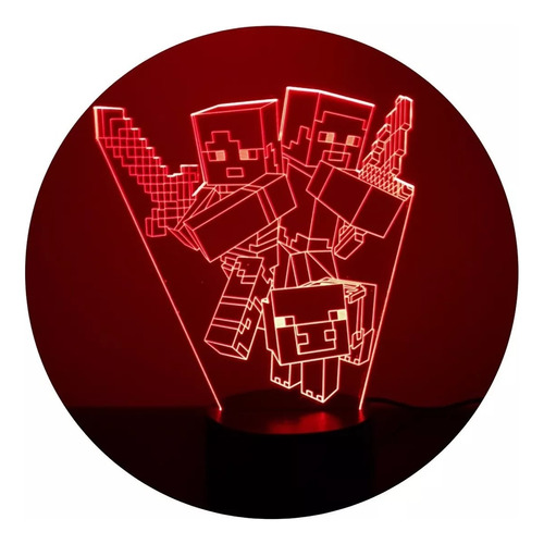 Minecraft Lámpara Led Ilusión 3d Decoración Luz De Noche