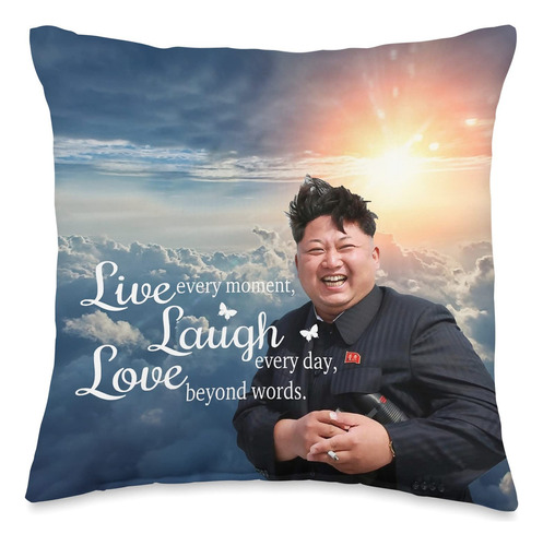 Live Laugh Love Kim Jong Un Almohada De 16 X 16 Pulgadas, M