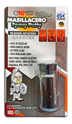 Masillacero Soldadura Instantánea Pega 1000, 28 Gr.