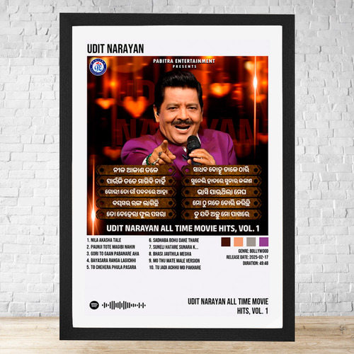 Cuadro Udit Narayan 30x40 Con Vidrio Y Marco Madera C153 Negro Moderno