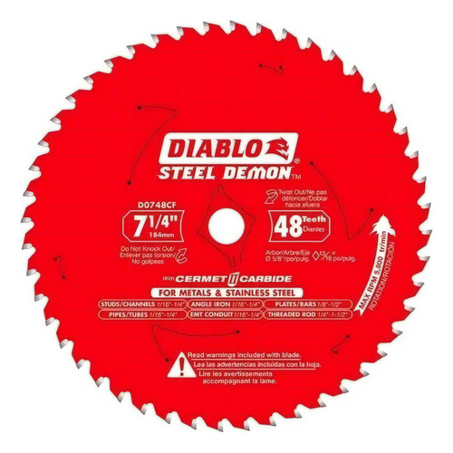 Disco de serra circular Diablo 7-1/4 48 dentes de metal