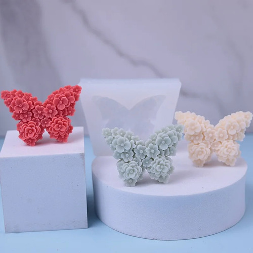 Molde Silicona Mariposa Con Flores Jabones Vela Resina Yeso Sin Elección