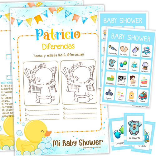Juegos Baby Shower Patito Pato Personalizado Imprimible