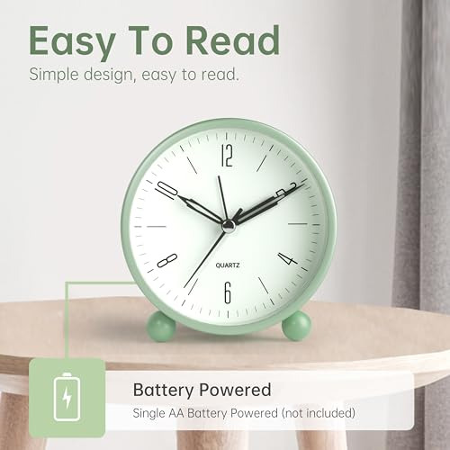 Reloj Despertador Analógico 10 Cm Silencioso Sin Tic Tac Luz