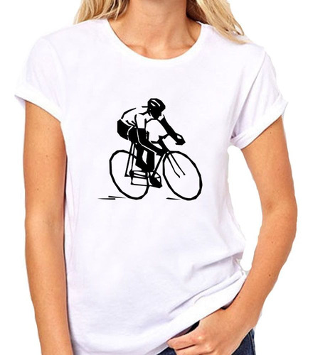 Remera De Mujer Ciclista En Carrera Bici