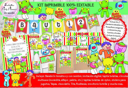 Kit Imprimible Candy Bar El Sapo Pepe 100% Editable