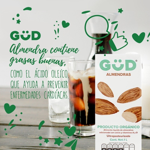Imagen 6 de 7 de Leche De Almendra Orgánica Gud 1 L