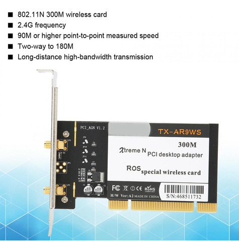 Adaptador De Escritorio Pci 300mbps 802.11b/g/n Wifi Inalámb