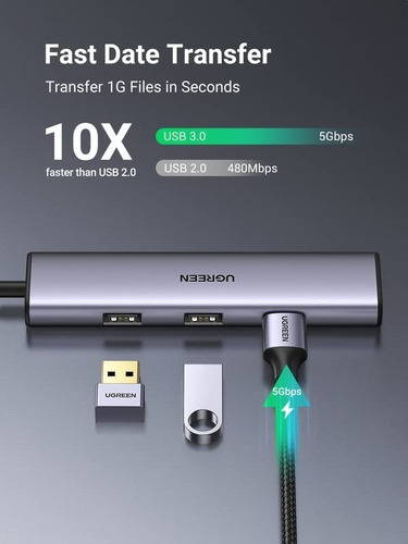 Imagen 4 de 7 de Hub Usb-c - 4 Port Usb 3.0 - Pc / Mac - Aluminio - Premium
