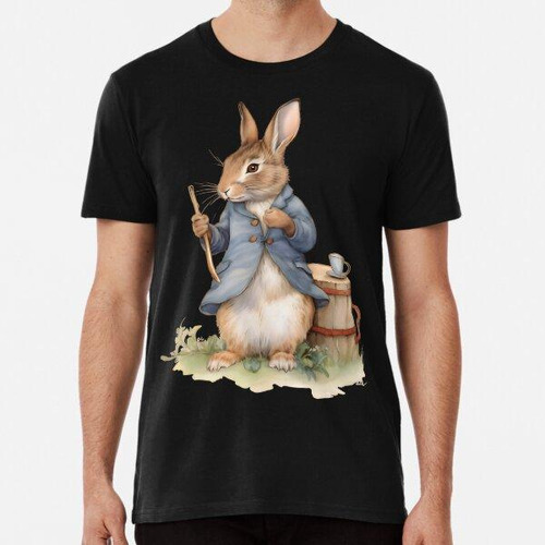 Remera Peter Rabbit Con Taza De Té En Chaleco Algodon Premiu