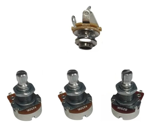 Potenciômetro Alpha 2 A250k, 1 B250k Eixo Longo, 1 Jack P10