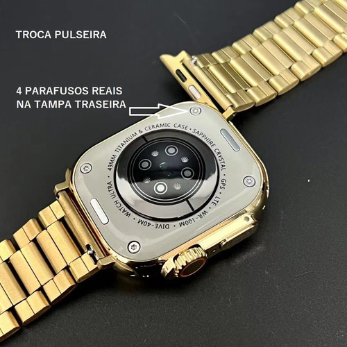 Reloj inteligente Js Ultra 9 con caja dorada, 2 pulseras