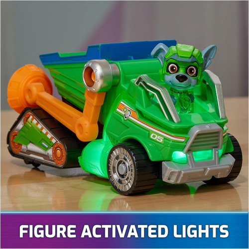 Paw Patrol Carro Mighty Movie Con Lucces Y Sonidos Color Verde Rocky