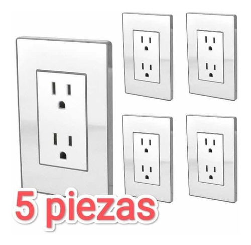 Pack 5 Pzas Placas Acero Contacto Duplex 2cont Linea Cordoba