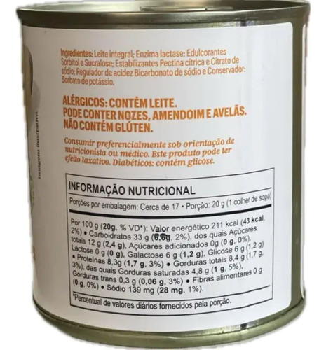 Leite Condensado Zero Lactose Zero Açúcar São Lourenço Lata 335g