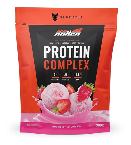Suplemento em pó New Millen  Premium Protein Complex proteínas Protein Complex sabor  iogurte de morango em sachê de 900g