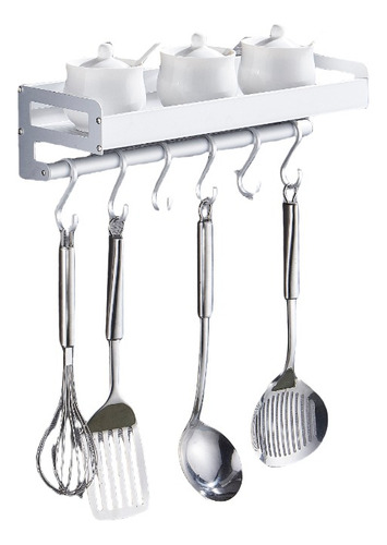 Repisa Con Ganchos De Almacenamiento Uso En Baño Y Cocina