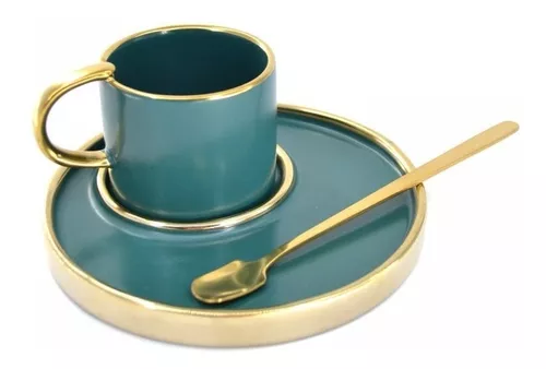 Juego De Cafe, Te X 6 Ceramica Porcelana Con Plato