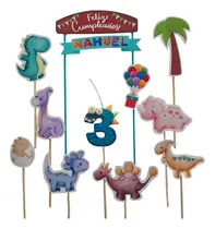 Comprar Adorno Torta Topper N° Vela Personalizado - Dinos Bebés X12 Verde Pastel Toppers Dinos Bebés