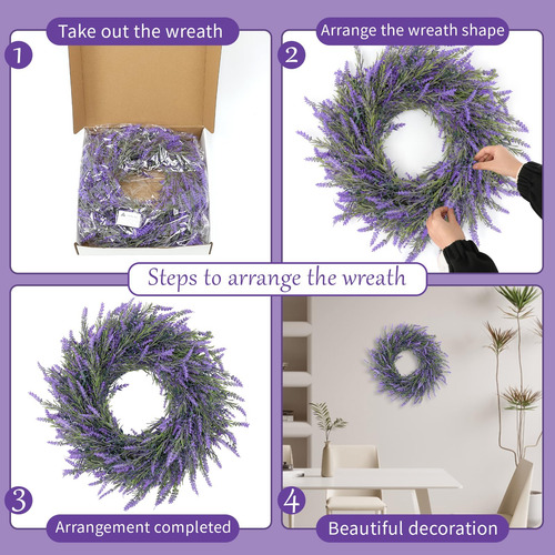 Corona Artgar, Color Lavanda, 56 Cm, Para Puerta De Entrada,
