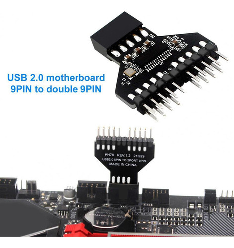 Placa Base Usb 2.0, Conector Usb De 9 Pines, Hembra, 1 A 2,