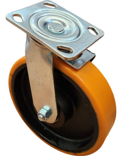 Rodaja Llanta 8x2 Pu Fierro Poli Amarillo Freno 800 Kg!! Cu. Amarillo