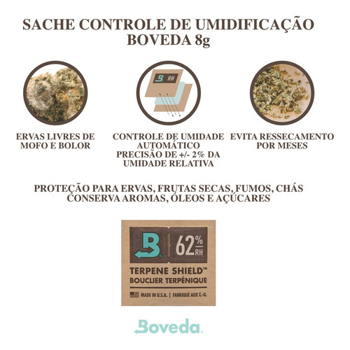 Boveda 62% - 8g Kit C/5un Umidificador Ervas E Fumos