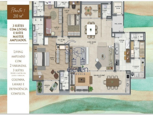 Imagem 17 de 20 de Apartamento Residencial Para Venda Morro Ipiranga Residence Barra, Salvador 4 Dormitórios Sendo 4 Suítes, 2 Salas, 5 Banheiros, 3 Vagas 210,00 M² Útil - Ag010 - 69917529