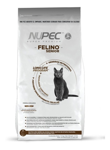 Nupec® Alimento Para Gato Croqueta Felino Senior 3 Kg